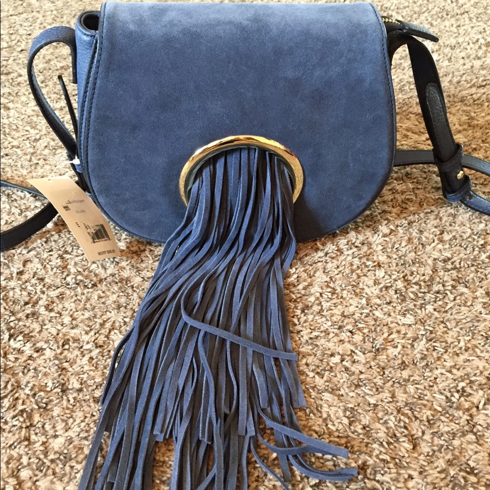 Steven Madden Blue Suede Crossbody. NWT